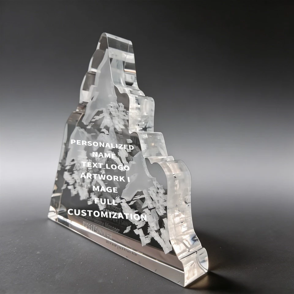 Snow Mountain Cutout Crystal Plaque Trophy best