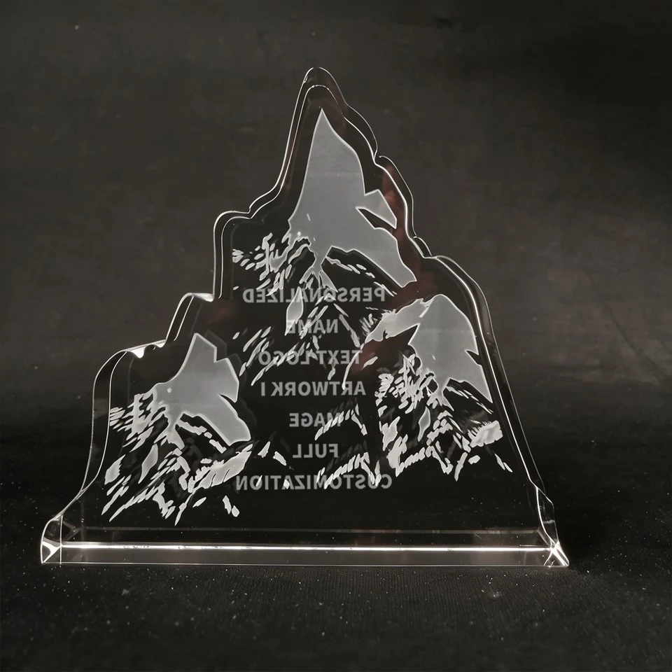 Snow Mountain Cutout Crystal Plaque Trophy high quality