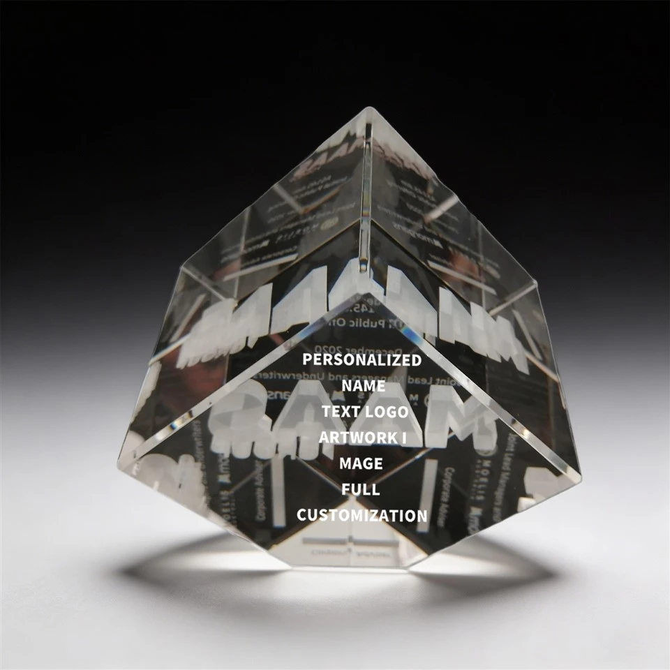 Standing Rotated Square Crystal Cube Trophy high quality