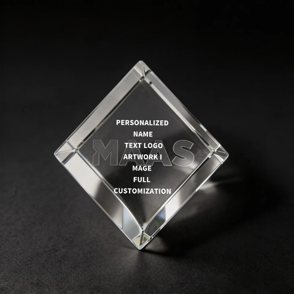 Standing Rotated Square Crystal Cube Trophy best