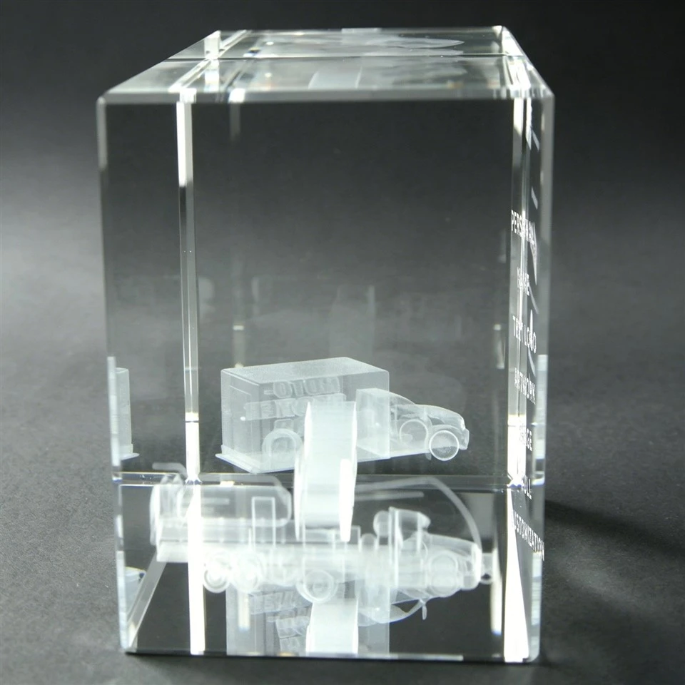 Truck 3D Engraved Cube Crystal Award Trophy high quality